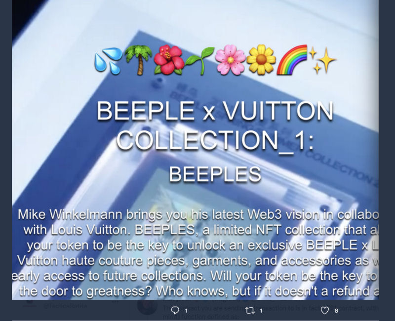 El sorteo falso de Beeple con Louis Vuitton