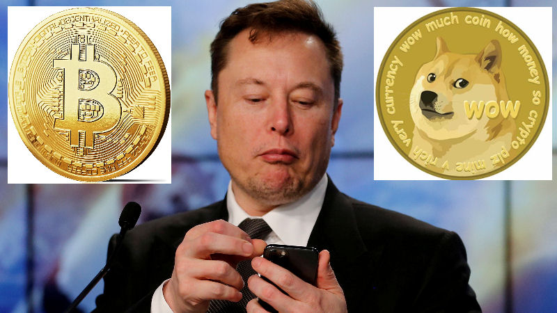 La influencia de Elon Musk sobre las criptomonedas Bitcoin y Dogecoin